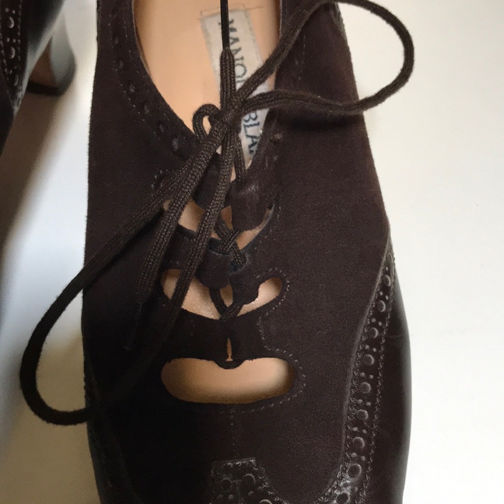 Vintage Manolo Blahnik Deep Brown Suede & Leather - Picture 13 of 14